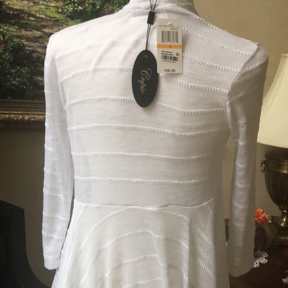 Cupio Lightweight Open Front High Low Flowy White Knit Cardigan Women’s Small - Picture 12 of 16